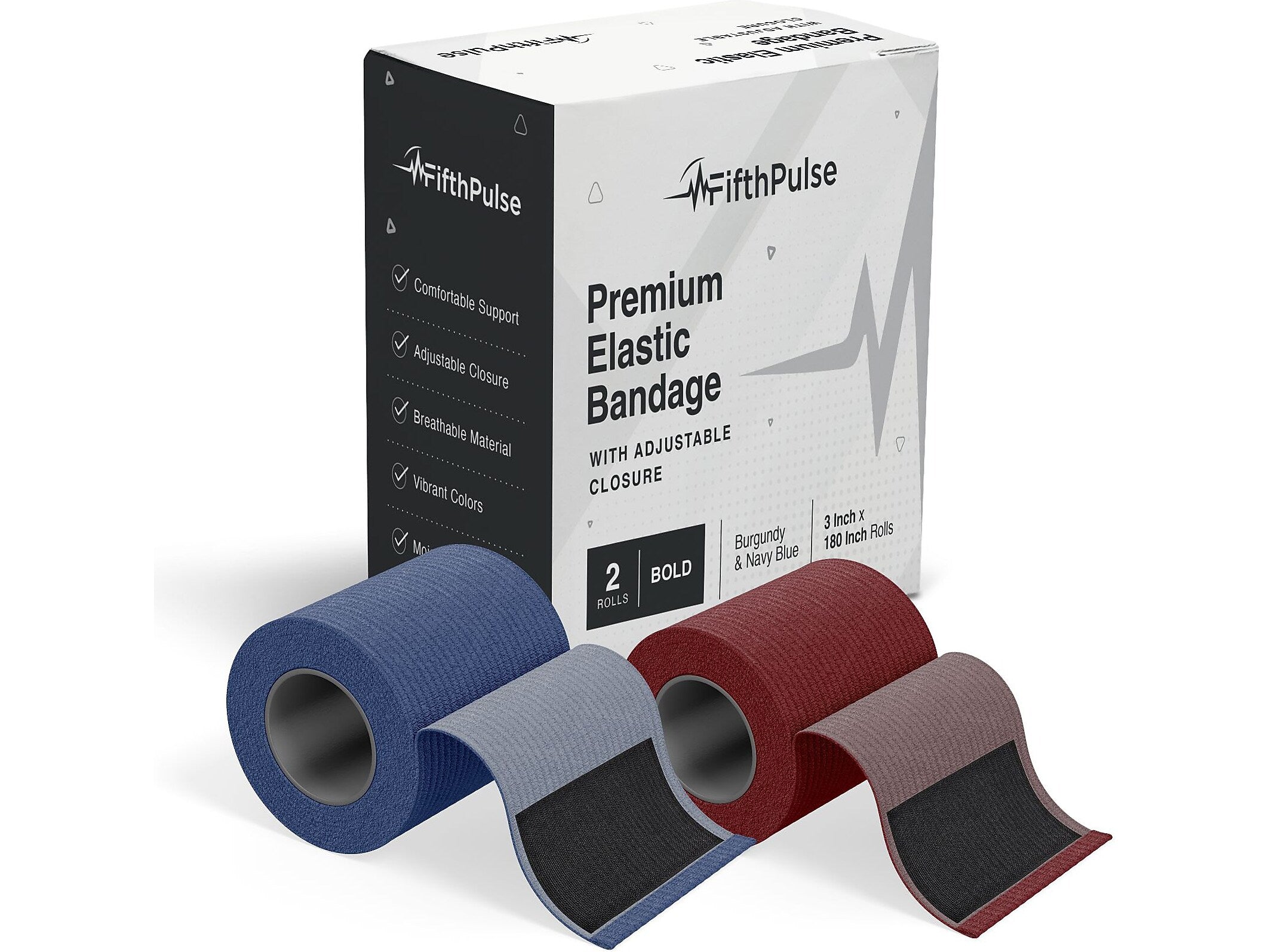 FifthPulse 3" x 180" Polyester Elastic Bandages, 2/Pack (FP-EBAND-BD-2PK)