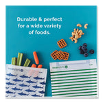 Paper Sandwich Bag, XL Sandwich, 7.1" x 2" x 9.4", Green Stripes/White, 50/Box