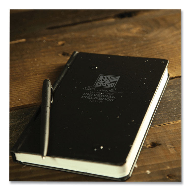 All-Weather Wire-O Notebook, 1-Subject, Universal: Narrow Rule and Quadrille Rule, Black Cover, (80) 7.25 x 4.38 Sheets