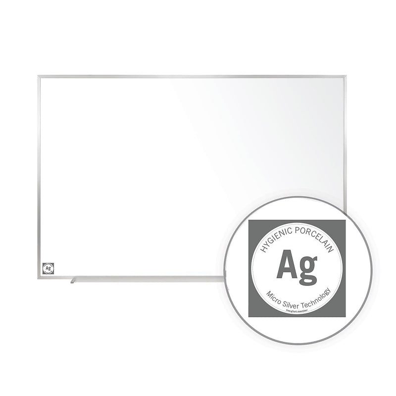 Ghent Magnetic Hygienic Porcelain Dry-Erase Whiteboard, Aluminum Frame, 4'H x 7' 4"W (M4-47-4)