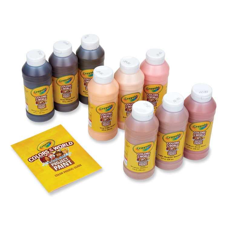 Colors of the World Washable Paint, 9 Assorted Colors, 8 oz Bottles, 9/Pack