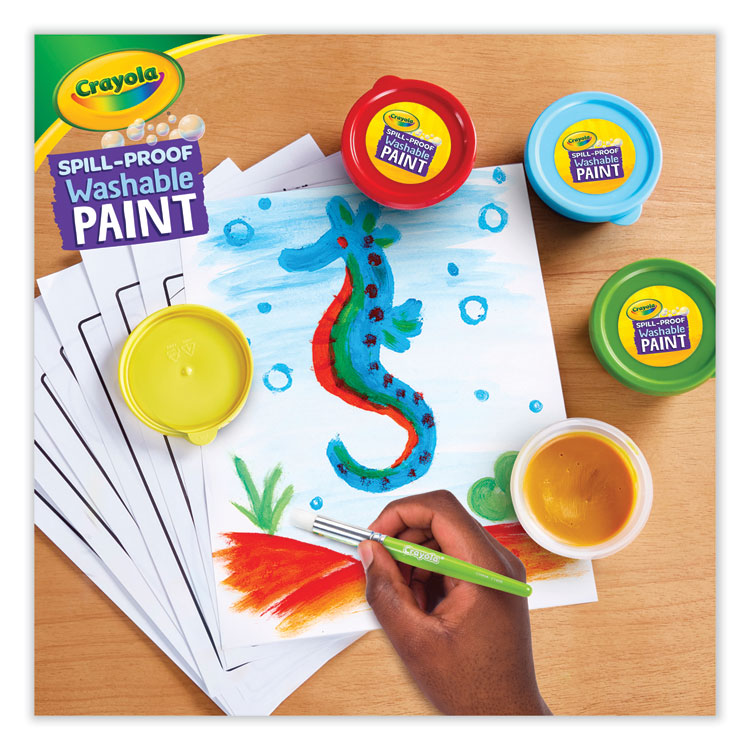 Spill Proof Washable Paints, 5 Colors, 1.4 oz Cups, 5 Sets/Carton