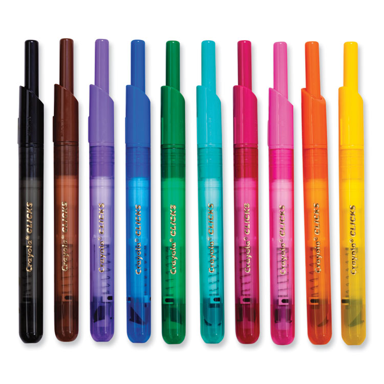 Super Clicks Retractable Markers, Assorted Bullet Tip Sizes, Assorted Colors, 10/Pack