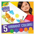 Spill Proof Washable Paints, 5 Colors, 1.4 oz Cups, 5 Sets/Carton