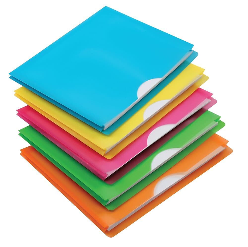 Pendaflex Glow Plastic File Jacket, 1" Expansion, Letter Size, Assorted, 5/Pack (50992)
