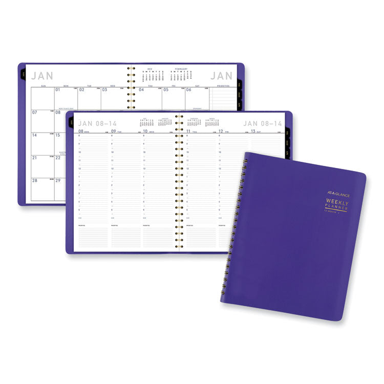 Contemporary Weekly/Monthly Planner, 11.38 x 9, Purple Cover, 12-Month (Jan to Dec): 2025