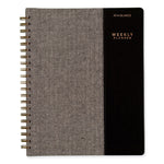 Signature Collection Black/Gray Felt Weekly/Monthly Planner, 11.25 x 9.5, Black/Gray Cover, 13-Month: Jan 2025 to Jan 2026