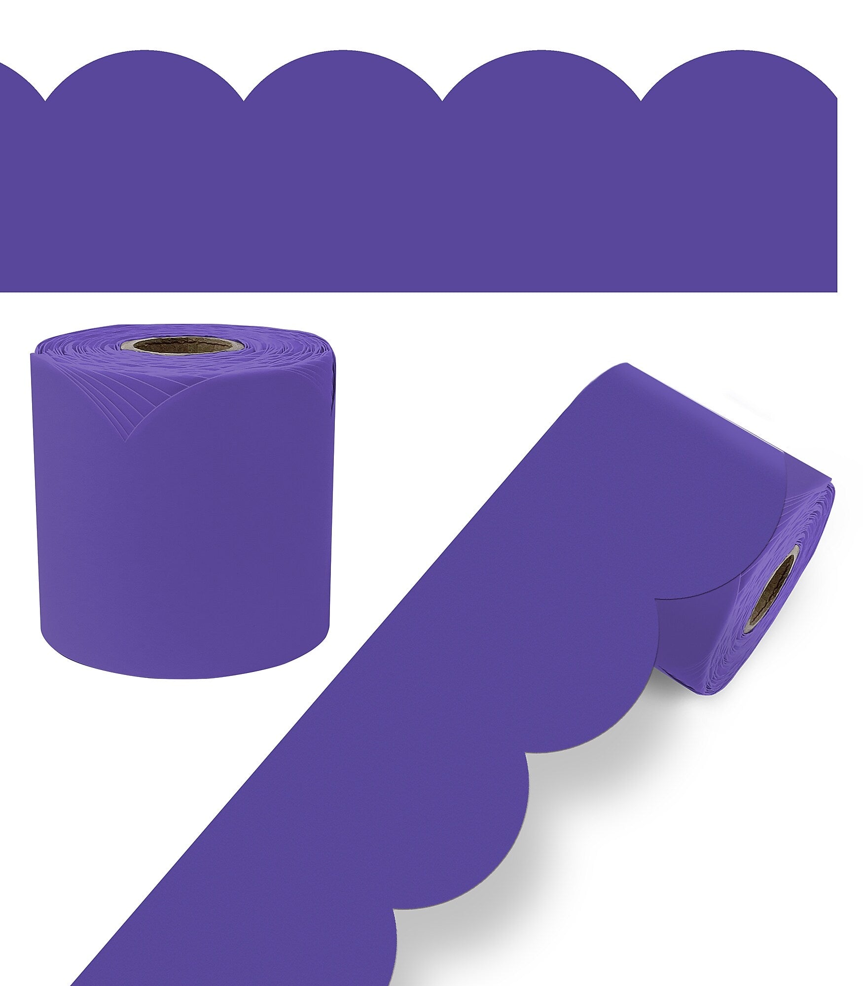 Carson Dellosa Rolled Scalloped Borders, 3" x 65', Deep Purple (108537)