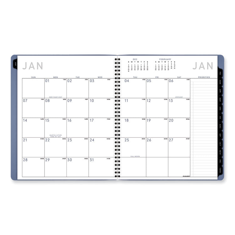 Contemporary Monthly Planner, 11.38 x 9.63, Blue Cover, 12-Month (Jan to Dec): 2025