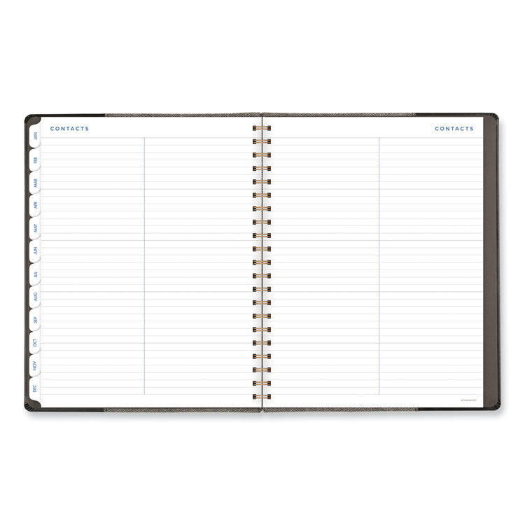 Signature Collection Black/Gray Felt Weekly/Monthly Planner, 11.25 x 9.5, Black/Gray Cover, 13-Month: Jan 2025 to Jan 2026