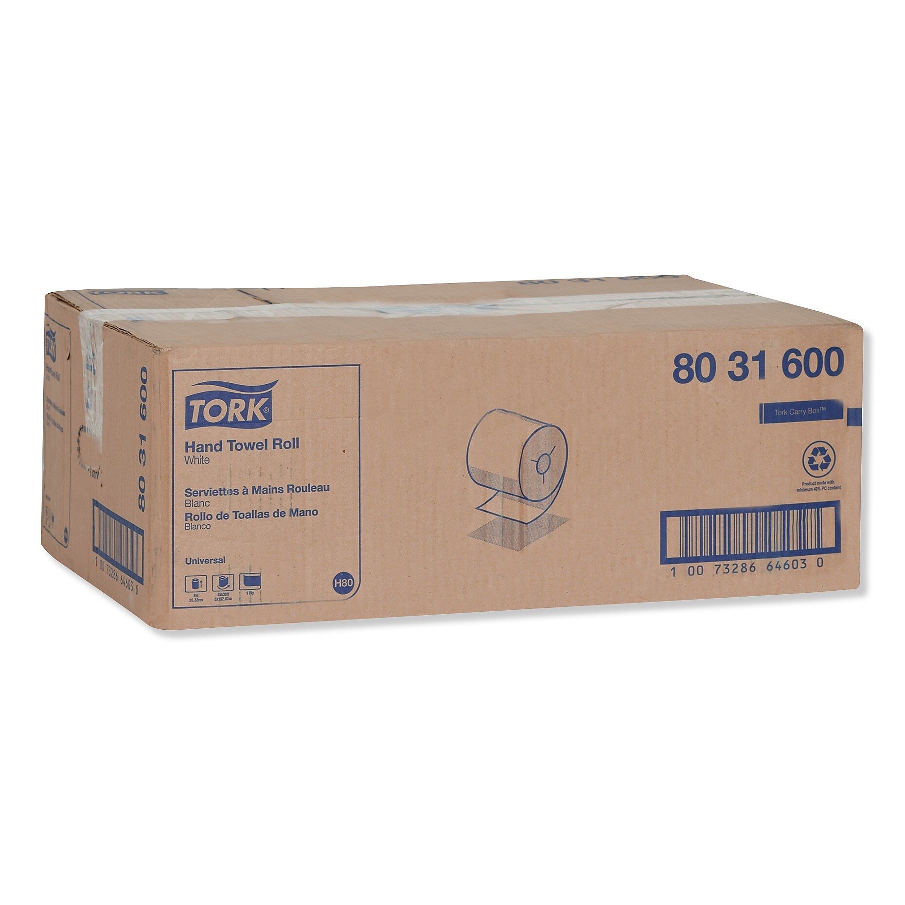 Tork Universal Hardwound Paper Towels, 1-ply, 630 ft./Roll, 6 Rolls/Carton (TRK8031600)