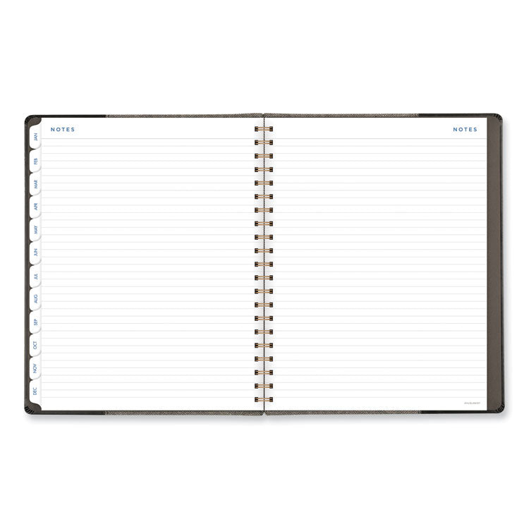 Signature Collection Black/Gray Felt Weekly/Monthly Planner, 11.25 x 9.5, Black/Gray Cover, 13-Month: Jan 2025 to Jan 2026
