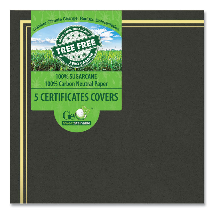 Certificate/Document Cover, 9.75" x 12.5", Black With Gold Foil, 5/Pack
