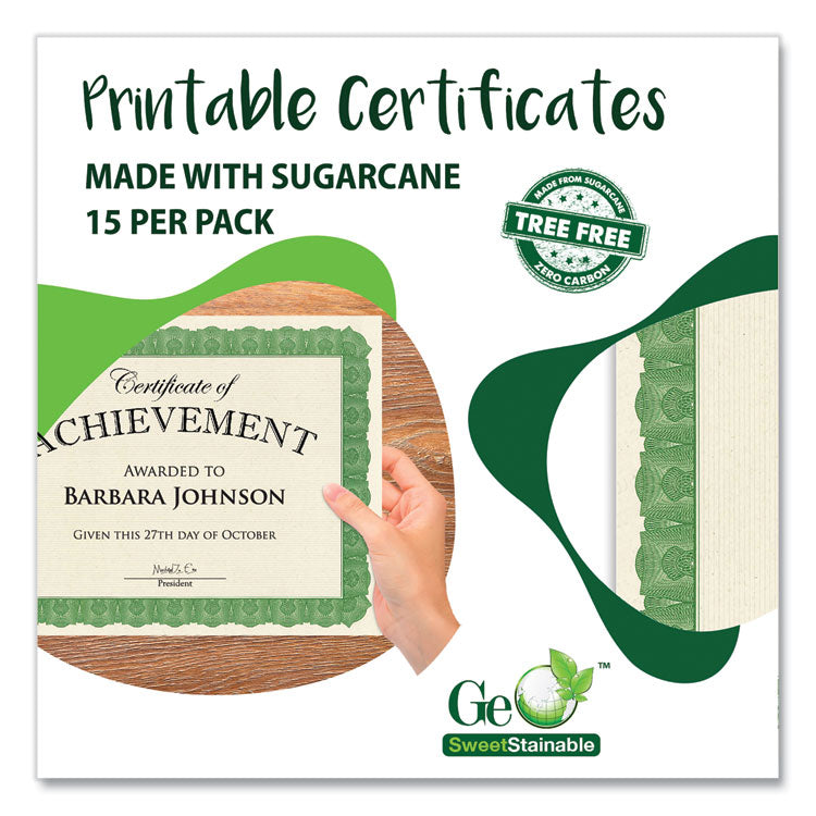 Award Certificates, 8.5 x 11, Natural with Green Braided Border, 15/Pack