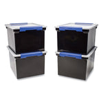 Tote with Locking Handles, Legal/Letter, 13.9" x 18.3 x 10.6", Black/Silver/Blue, 4/Carton