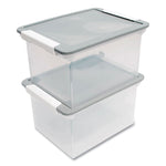 Tote with Locking Handles, Legal/Letter, 13.9" x 18.3" x 10.6", Clear/Silver, 4/Carton