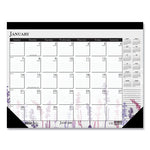 Recycled Desk Pad Calendar, Wild Flowers Artwork, 22 x 17, White Sheets, Black Binding/Corners,12-Month (Jan-Dec): 2025