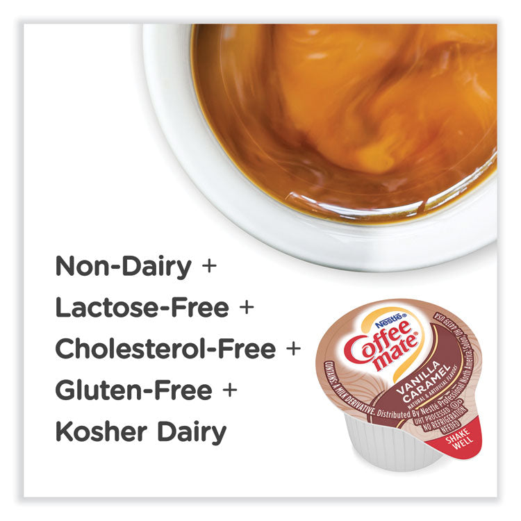 Bulk Liquid Coffee Creamer, Vanilla Caramel, 0.38 oz Mini Cups, 180/Carton