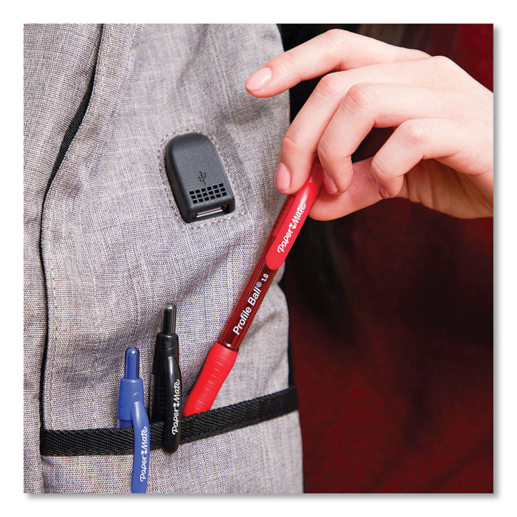 Profile Ballpoint Pen, Retractable, Medium 1 Mm, Red Ink, Translucent Red Barrel, Dozen