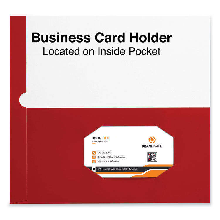 Laminated Two-Pocket Folder, Cardboard Paper, 100-Sheet Capacity, 11 X 8.5, Red, 25/box