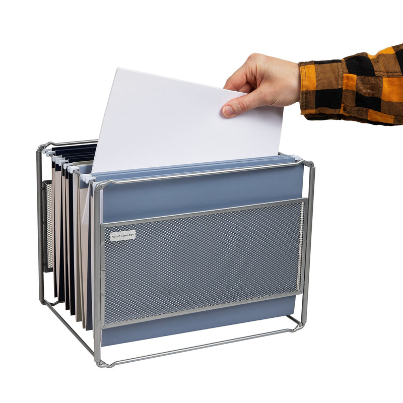 Mind Reader Metal File Organizer, Silver (BOXFILE-SIL)