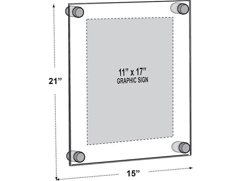 Azar Sign Holder, 15" x 21", Wall Mounted, Black, Acrylic, 4/Pack (105508-BLK-4PK)