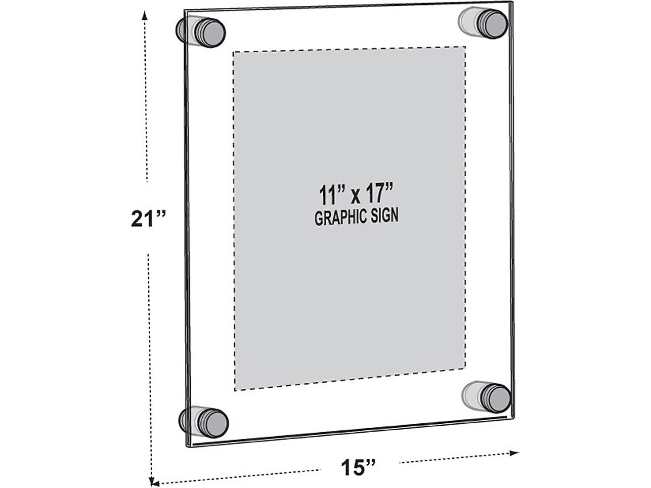 Azar Sign Holder, 15" x 21", Wall Mounted, Gold, Acrylic, 4/Pack (105508-GLD-4PK)