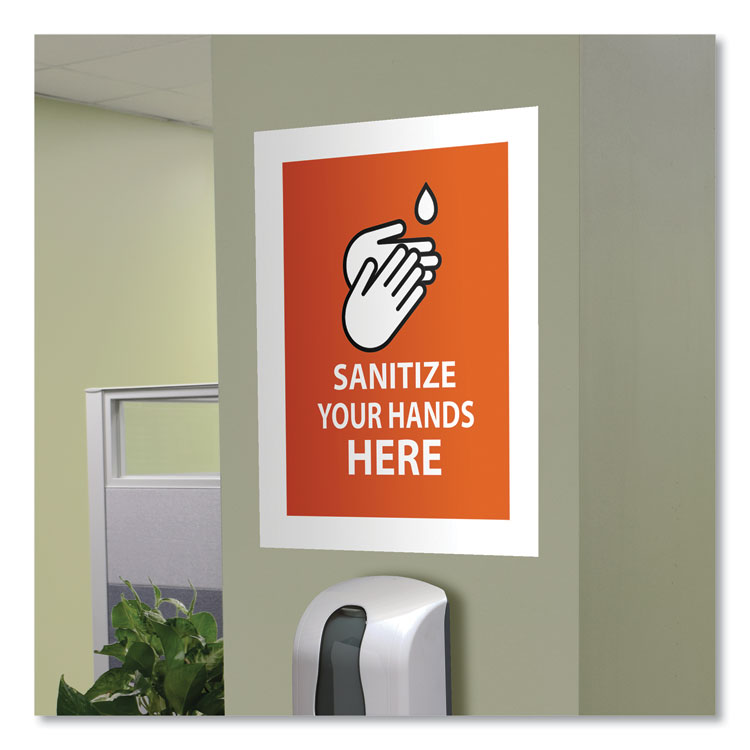Self Adhesive Sign Holders, 11 x 17, Clear with White Border, 2/Pack