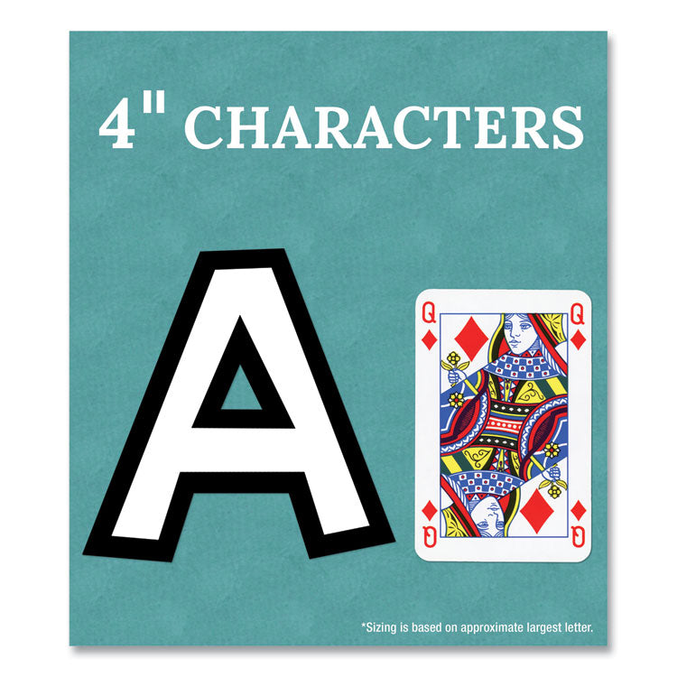 EZ Letter Combo Packs, 4" Tall, White Characters, Black Background, 219 Pieces