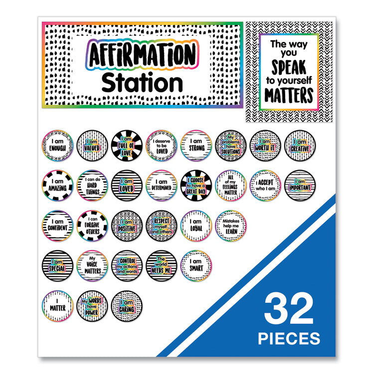 Motivational Bulletin Board Sets, Affirmation Station, 13.8" x 16", Multicolor, 32/Set
