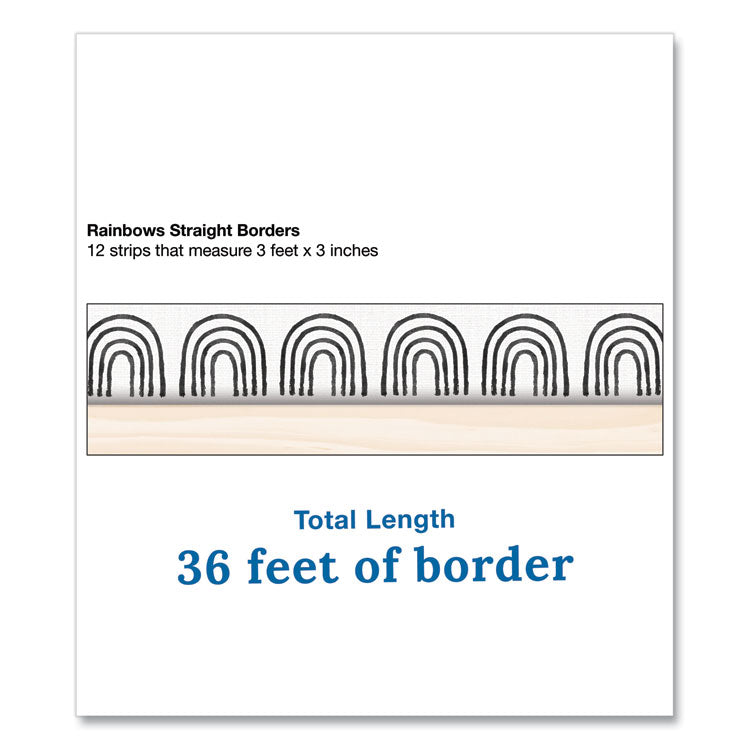 Straight Borders, Rainbows, 3" x 3 ft, Black/White/Cream, 12/Pack