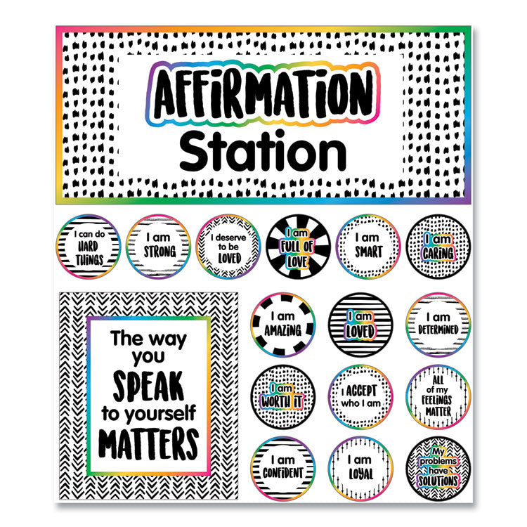 Motivational Bulletin Board Sets, Affirmation Station, 13.8" x 16", Multicolor, 32/Set