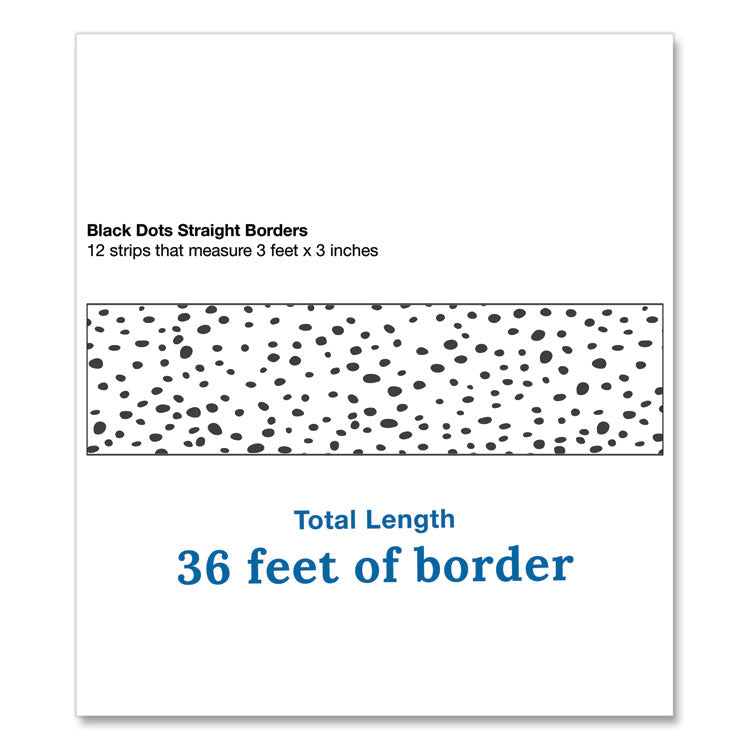 Straight Borders, Dotted, 3" x 3 ft, Black/White, 12/Pack