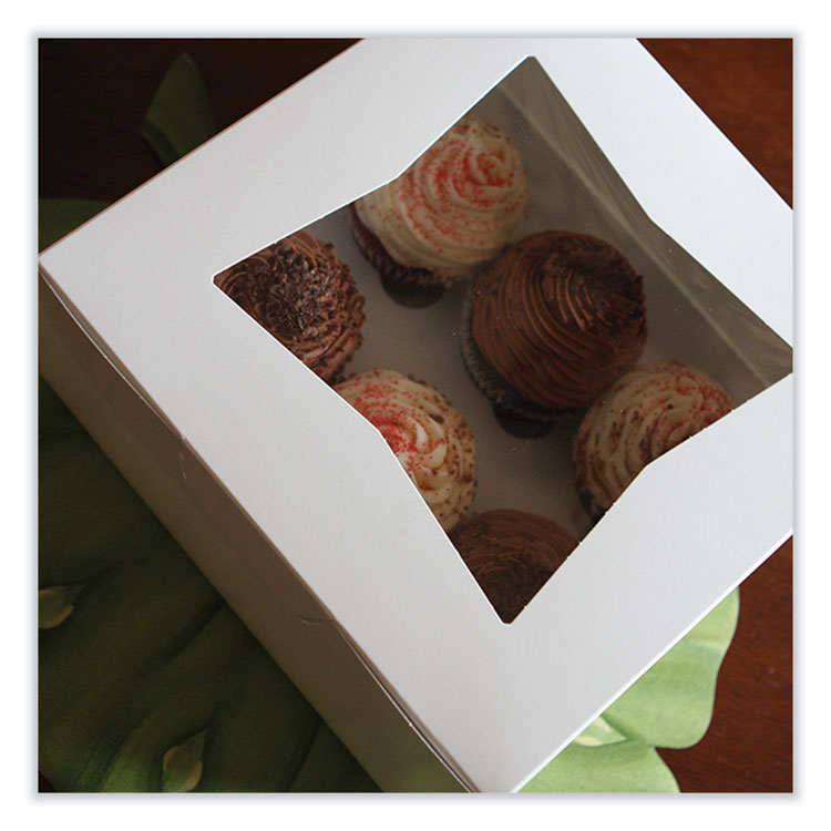 Bakery Boxes, 9 x 9 x 4, White, Paper, 150/Carton