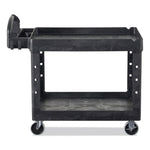 BRUTE Heavy-Duty Utility Cart with Lipped Shelves, Plastic, 2 Shelves, 500 lb Capacity, 17.13" x 38.5" x 38.88", Black