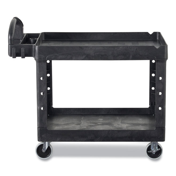 BRUTE Heavy-Duty Utility Cart with Lipped Shelves, Plastic, 2 Shelves, 750 lb Capacity, 25.25" x 54" x 39.25", Black