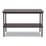 OfficeWorks One-Shelf Utility Table, Rectangular, 47.25" x 17.7" x 29.5", Walnut Top, Black Base/Legs
