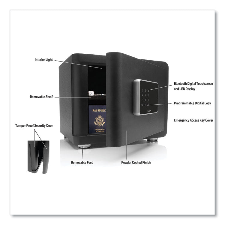 Bluetooth Smart Safe with Touch Screen, 15 x 11.8 x 11.8, 0.97 cu ft, Black