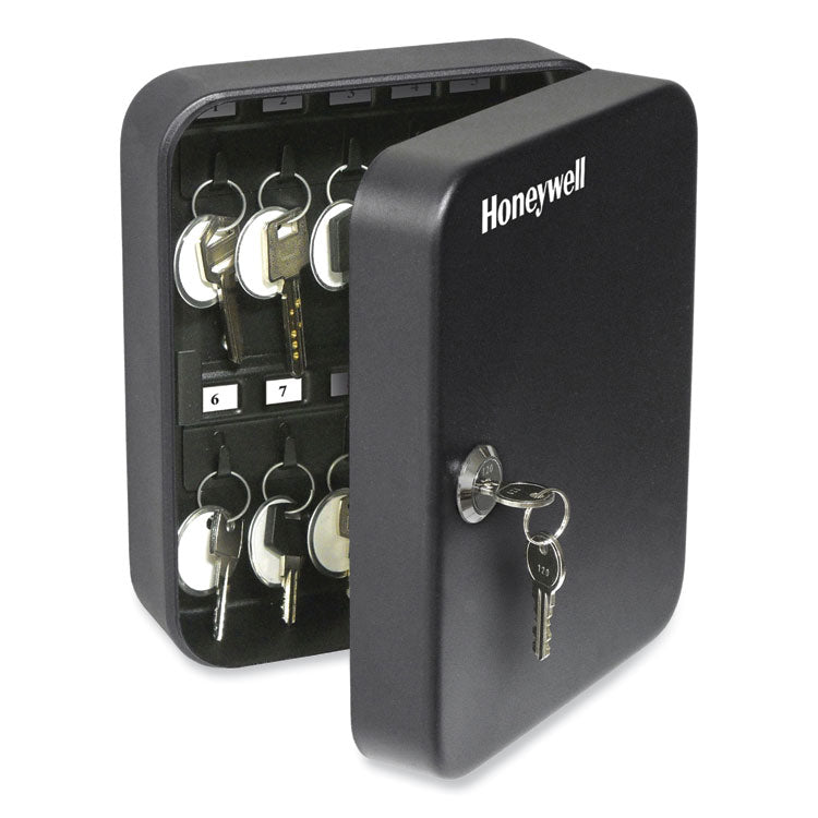 24-Slot Key Box, 6.3 x 2.9 x 7.8, Steel, Black