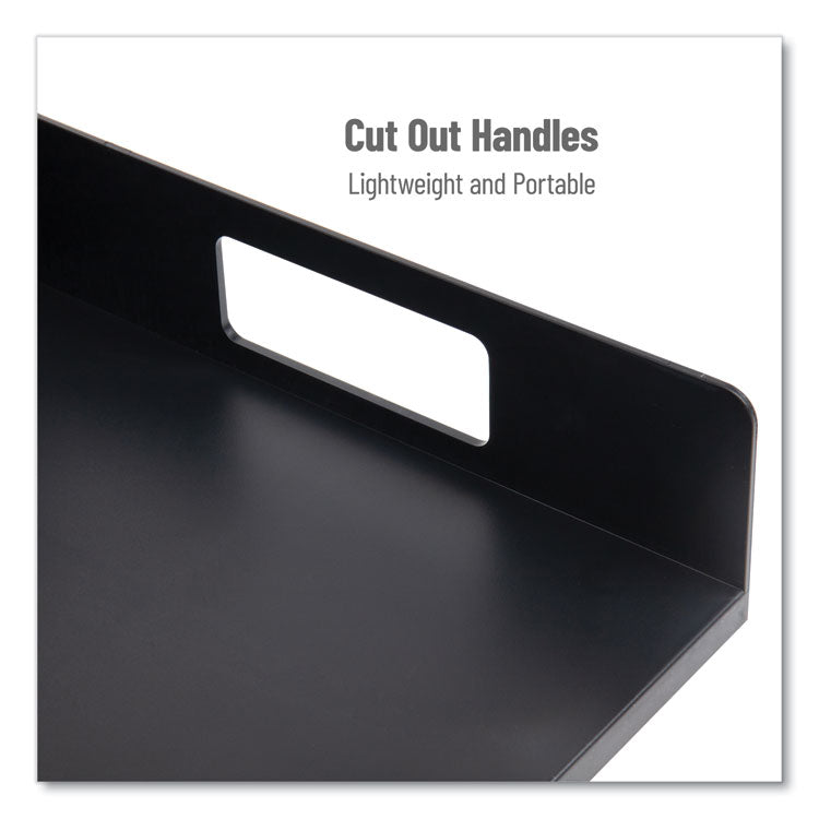 Network Collection Utensil, Napkin and Plate Countertop Organizer, 15.2 x 11.5 x 4.45, Plastic, Black