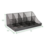 Network Collection 11-Compartment Coffee Cup and Condiment Countertop Organizer, 9.5 x 17.88 x 6.63, Black