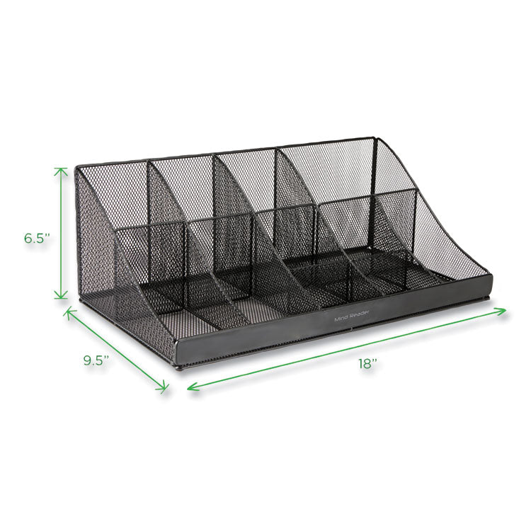 Network Collection 11-Compartment Coffee Cup and Condiment Countertop Organizer, 9.5 x 17.88 x 6.63, Black