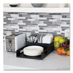 Network Collection Utensil, Napkin and Plate Countertop Organizer, 15.2 x 11.5 x 4.45, Plastic, Black