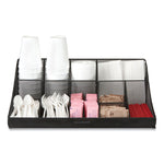 Network Collection 11-Compartment Coffee Cup and Condiment Countertop Organizer, 9.5 x 17.88 x 6.63, Black