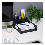 Network Collection Utensil, Napkin and Plate Countertop Organizer, 15.2 x 11.5 x 4.45, Plastic, Black