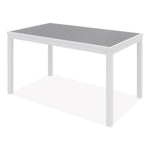 Eveleen Outdoor Dining Table Set, 55" x 35" x 29" Rectangular Table, 2 Benches, 2 Armchairs, Gray/White