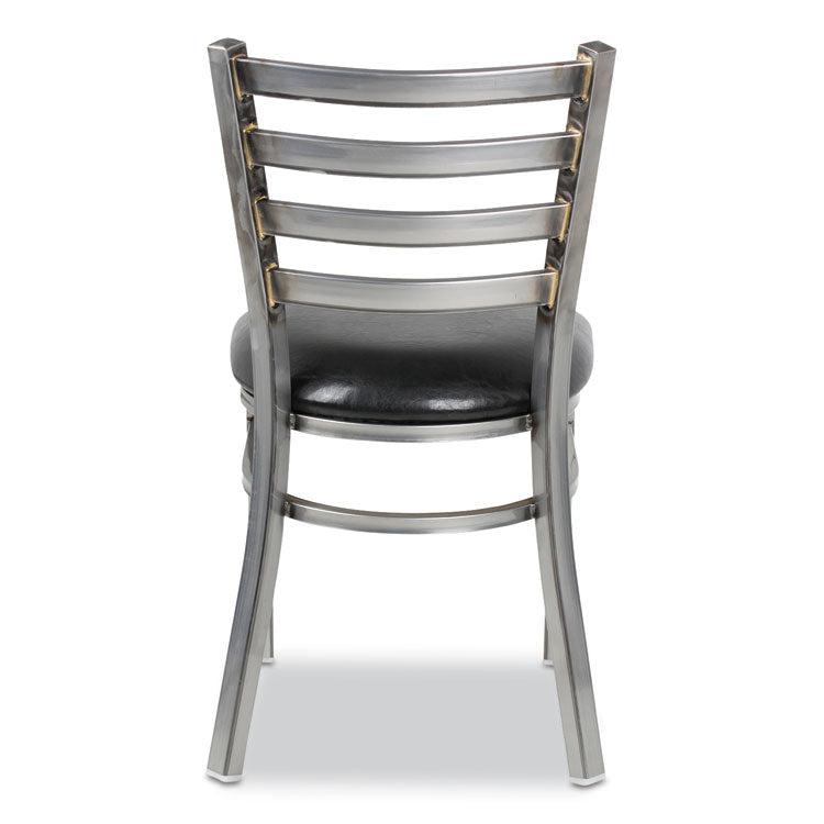 White Horse Series Side Chairs, Supports Up to 300 lb, 18" Seat Height, Black Seat, Industrial Clear-Coat Steel Back/Frame