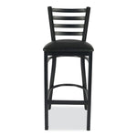 White Horse Series Barstools, Supports Up to 300 lb, 29.5" Seat Height, Black Seat/Back, Black Frame