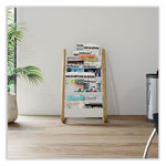 Literature Floor Display Rack, 22.8 x 19.69 x 36.61, White/Woodgrain