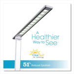 Wellness Series Entice LED Desk Lamp with Wireless Charging, Silver Arm, 11" to 22" High, White